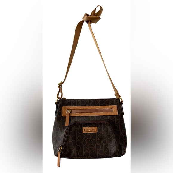 Handbags - Calvin Klein: Brown Crossbody Purse with CK Logo